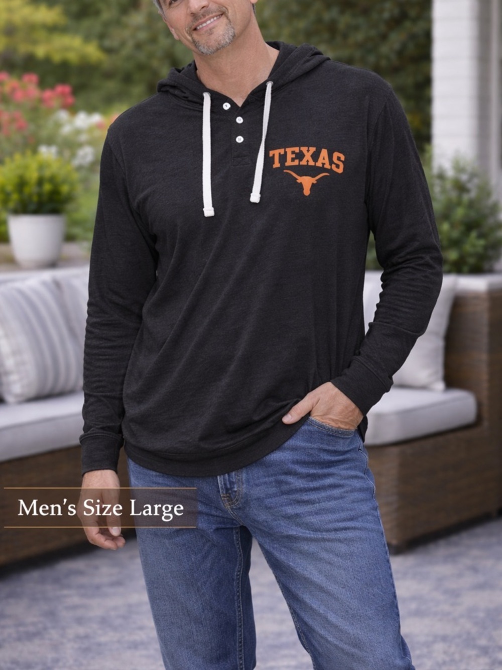 Rivalry Threads Texas long horns Black Graphic Hoodie LARGE